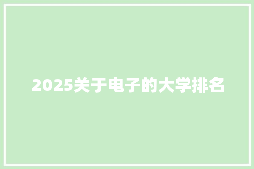 2025关于电子的大学排名