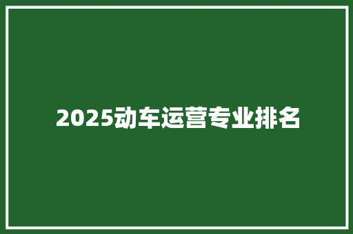 2025动车运营专业排名