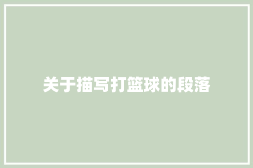 关于描写打篮球的段落 范文赏析