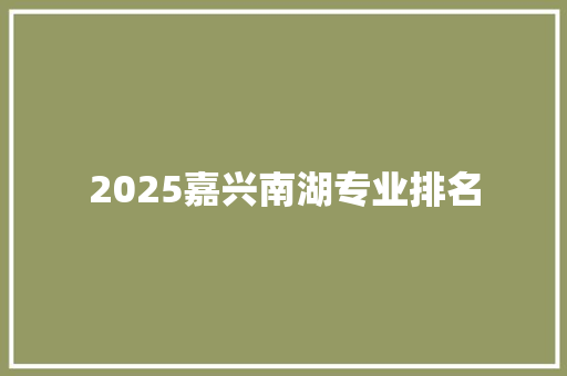 2025嘉兴南湖专业排名
