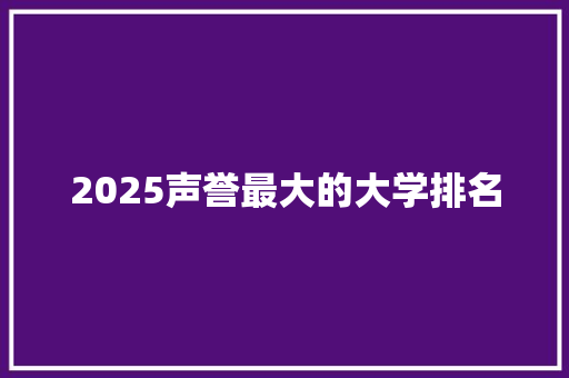 2025声誉最大的大学排名
