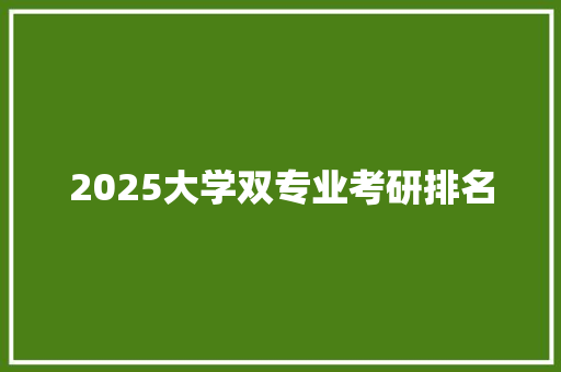 2025大学双专业考研排名
