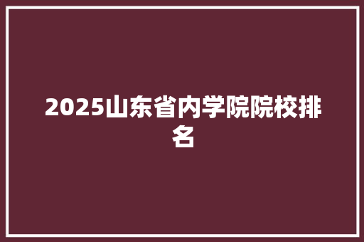 2025山东省内学院院校排名