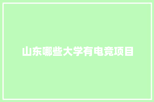 山东哪些大学有电竞项目