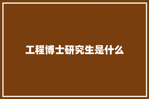 工程博士研究生是什么