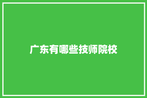 广东有哪些技师院校