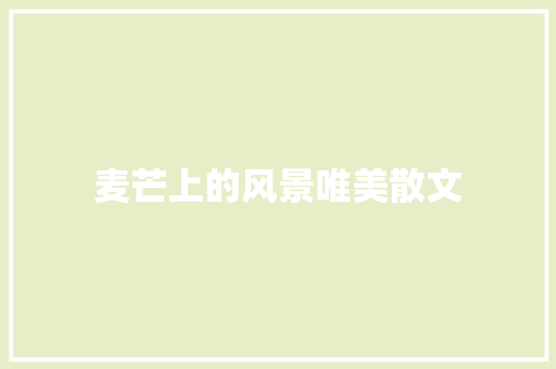 麦芒上的风景唯美散文