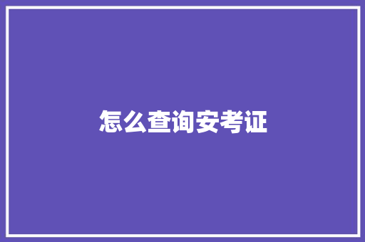 怎么查询安考证