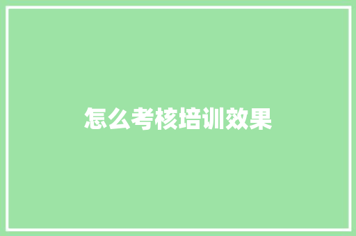 怎么考核培训效果