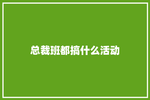 总裁班都搞什么活动