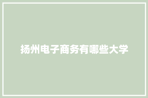 扬州电子商务有哪些大学