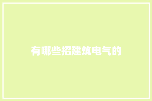 有哪些招建筑电气的