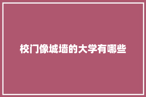 校门像城墙的大学有哪些