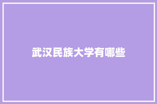 武汉民族大学有哪些
