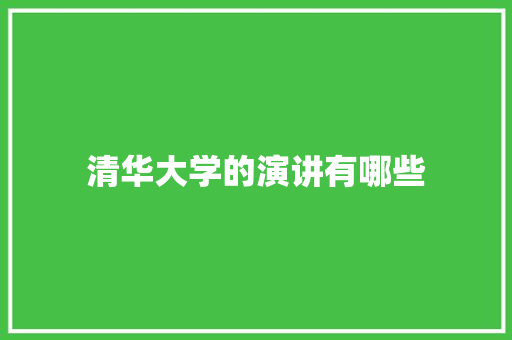 清华大学的演讲有哪些