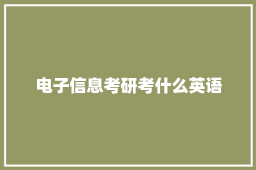 电子信息考研考什么英语