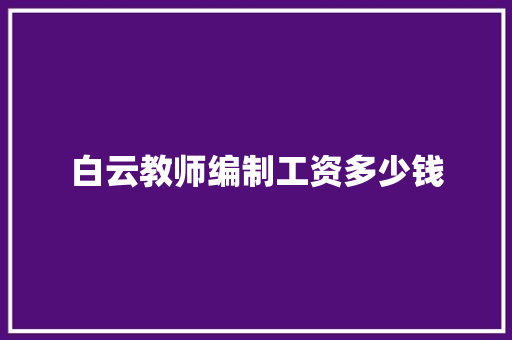 白云教师编制工资多少钱