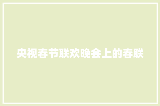 央视春节联欢晚会上的春联 写作素材