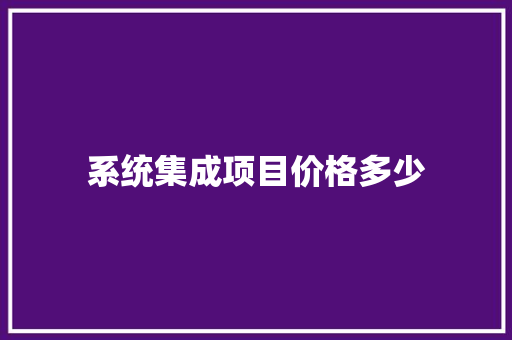 系统集成项目价格多少