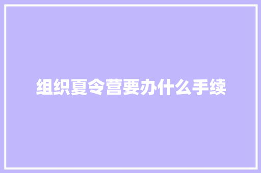 组织夏令营要办什么手续
