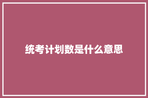 统考计划数是什么意思