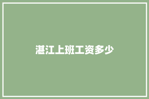 湛江上班工资多少