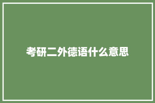 考研二外德语什么意思