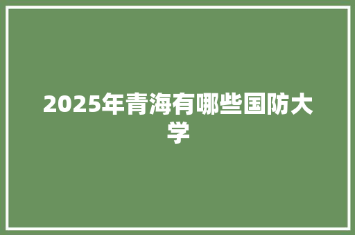 2025年青海有哪些国防大学