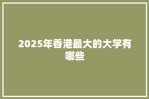 2025年香港最大的大学有哪些