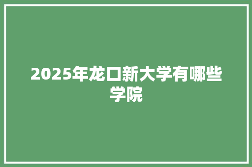 2025年龙口新大学有哪些学院