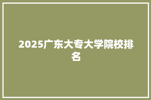 2025广东大专大学院校排名