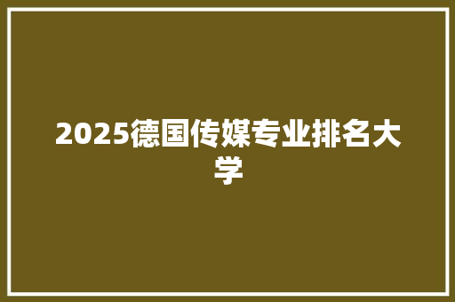 2025德国传媒专业排名大学