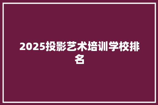 2025投影艺术培训学校排名