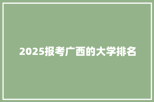 2025报考广西的大学排名