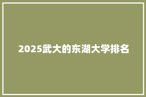 2025武大的东湖大学排名