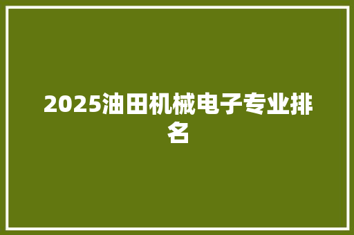 2025油田机械电子专业排名