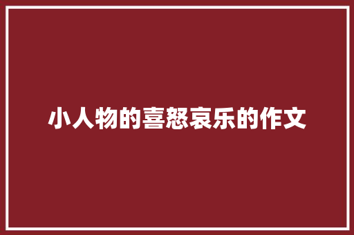 小人物的喜怒哀乐的作文