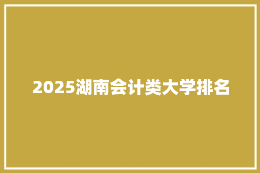 2025湖南会计类大学排名