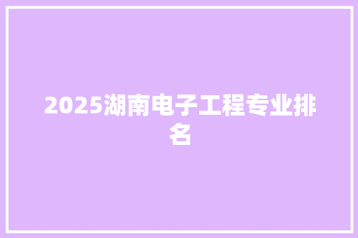 2025湖南电子工程专业排名