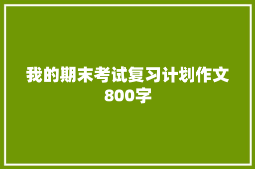我的期末考试复习计划作文800字 商业文案