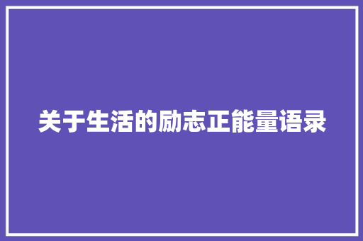 关于生活的励志正能量语录