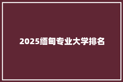 2025缅甸专业大学排名