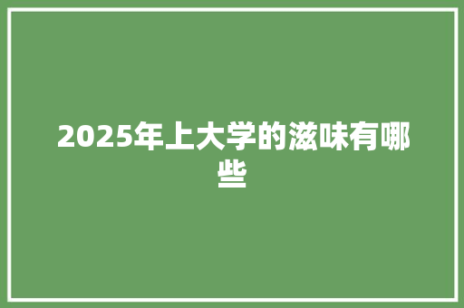 2025年上大学的滋味有哪些