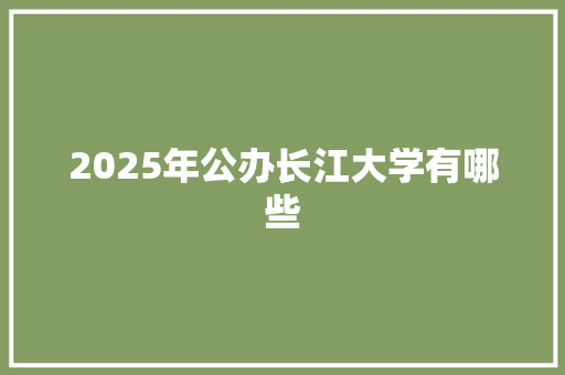 2025年公办长江大学有哪些