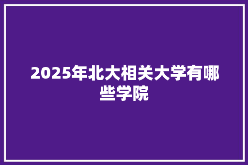 2025年北大相关大学有哪些学院