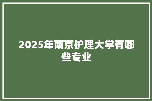 2025年南京护理大学有哪些专业