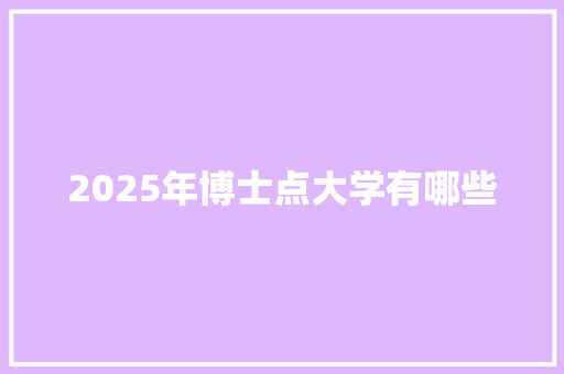 2025年博士点大学有哪些
