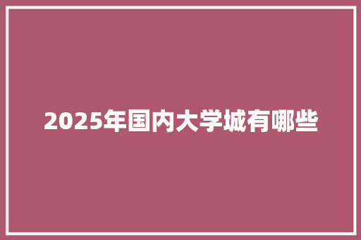 2025年国内大学城有哪些