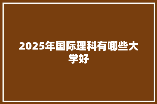 2025年国际理科有哪些大学好