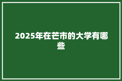 2025年在芒市的大学有哪些